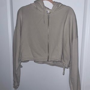 Garage cropped zip up hoodie with adjustable ties on the side